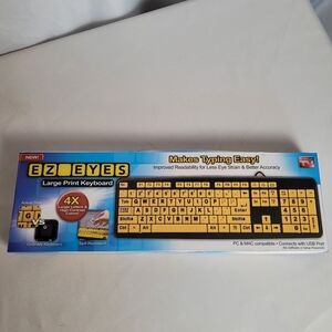 EZ Eyes Large Print Computer Keyboard USB PC Mac Poor Vision